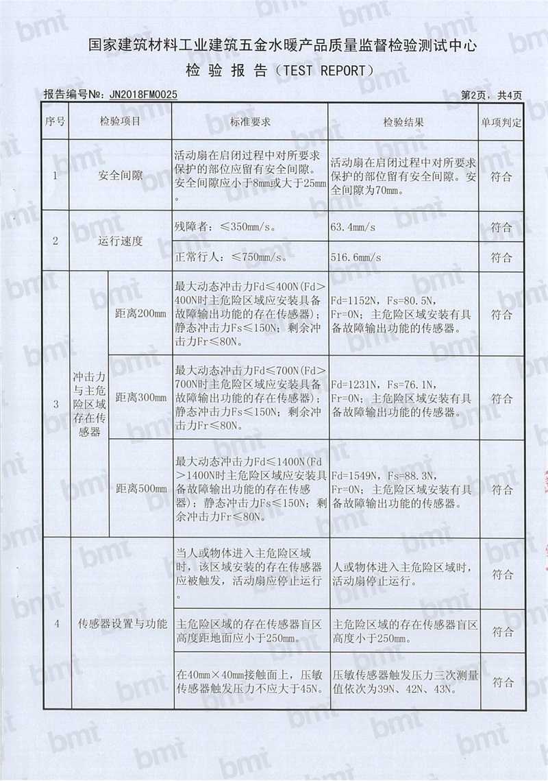 金年会体育两翼自动门检验报告（P3）